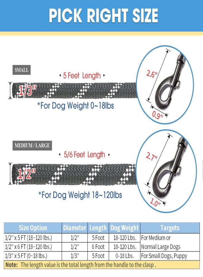 با بِت BAAPET عبوتان من مقود الكلاب بطول 5/6 قدم مع مقبض مبطن مريح وخيوط عاكسة للغاية، مقود للكلاب الصغيرة والمتوسطة والكبيرة (5 أقدام - 1/3 بوصة، أسود + أسود) - Image 4